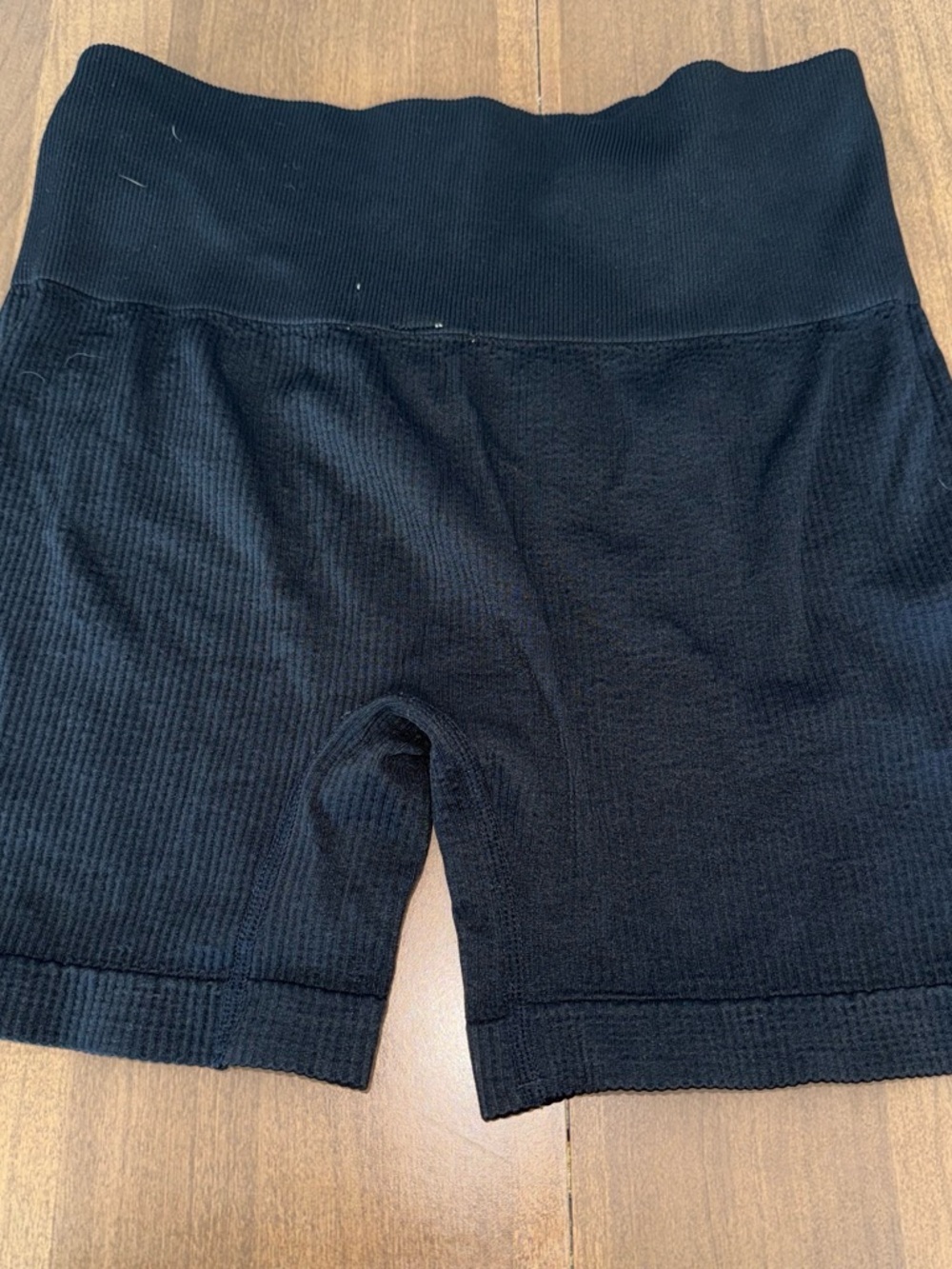 Kids Black Ribbed Stretch Bike Shorts